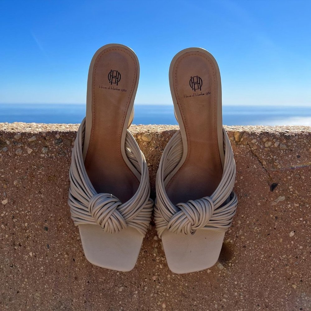 House of Harlow 1960 x REVOLVE Multi Strap Knotted Sandal Ivory 8 New with box - Picture 13 of 14